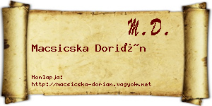 Macsicska Dorián névjegykártya